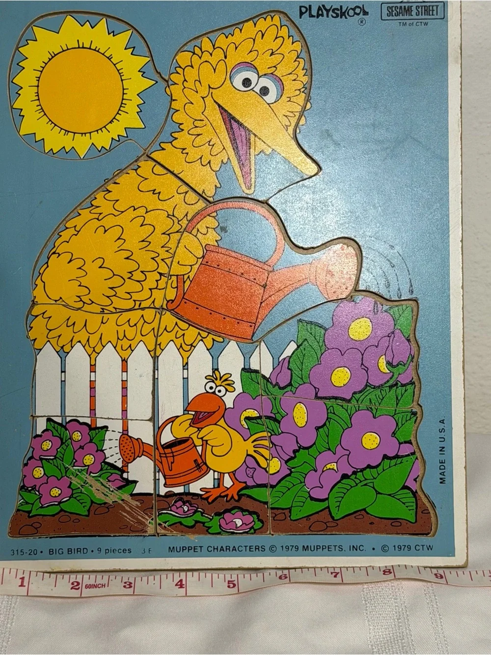 Vtg 1979 Playskool Big Bird Sesame Street Wooden Puzzle 9 Pieces Ages 2-5 USA